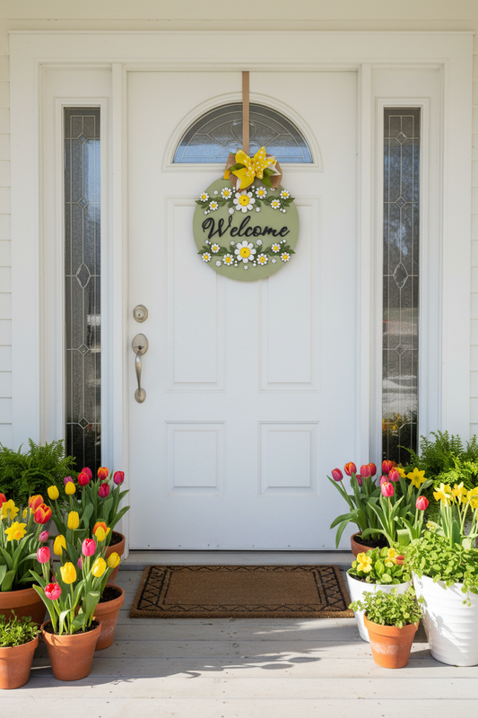 Welcome Spring Daisies Door Hanger Lifestyle